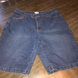 Knee length denim shorts